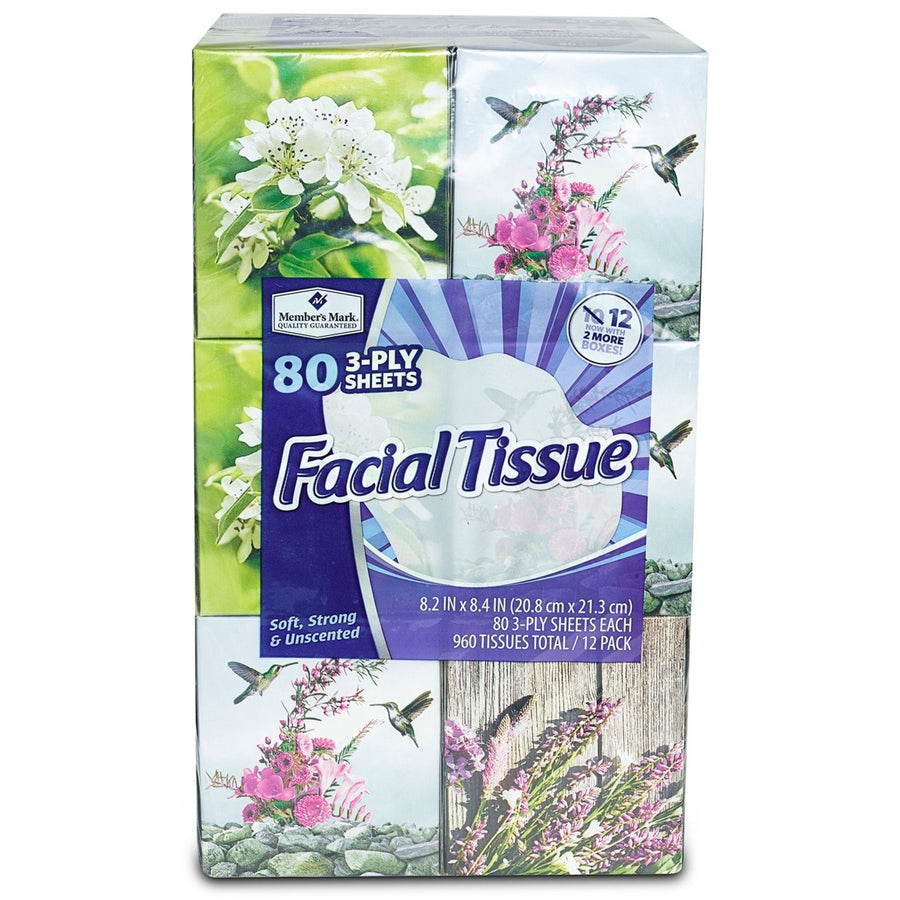 Members Mark 3-Ply Facial Tissue12 Pack (80ct. per box) Image 1