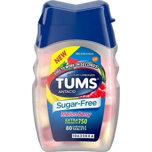 Tums Extra Strength Antacid Sugar Free Melon Berry Chewable Tablet Image 1