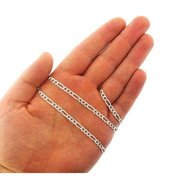 .925 Sterling Silver 2.2 mm Italian Figaro Link Chain Image 2