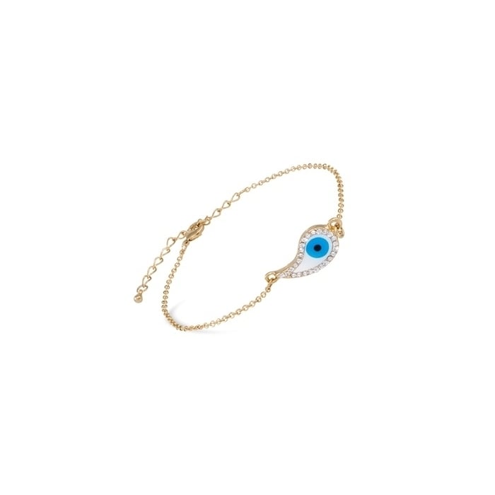 18K Gold Plated Evil Eye Bracelet and Pendant Necklace Image 1
