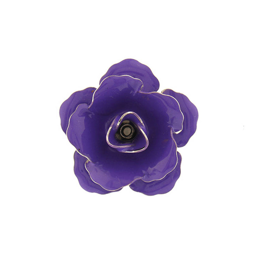 Enamel Pin Lucky Bloom Flower Lapel Pin Silver Tone Purple Enamel Tie Tack Blossom Comes with Gift Box Image 1