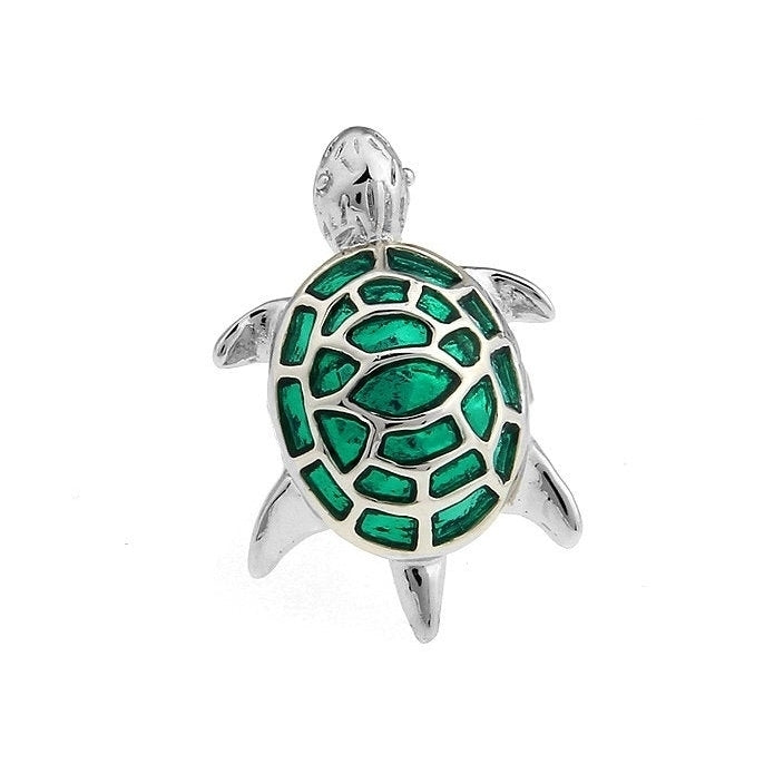 Enamel pin Tropical Sea Turtle Lapel Pin 3D Ocean Green Silver Tone Tie Tack Very Unique Cool Fun Wear Comes with Gift Image 2