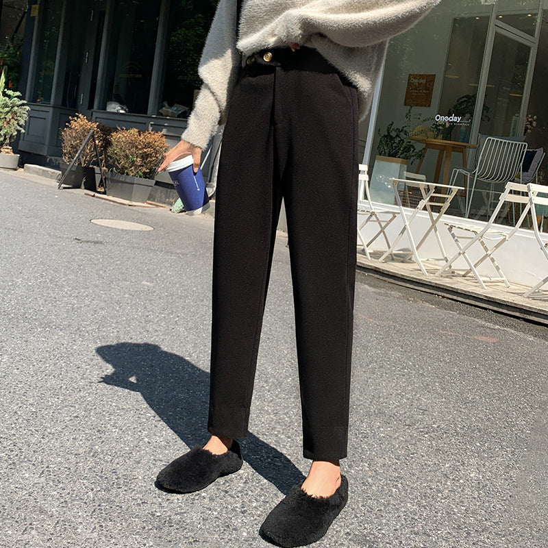 Female Was Thin Casual Radish Suit Woolen Pants Image 7