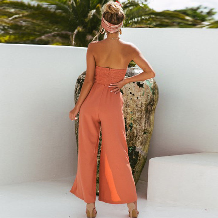 Womens Straight One-Shoulder Backless Waist Jumpsuit Image 4