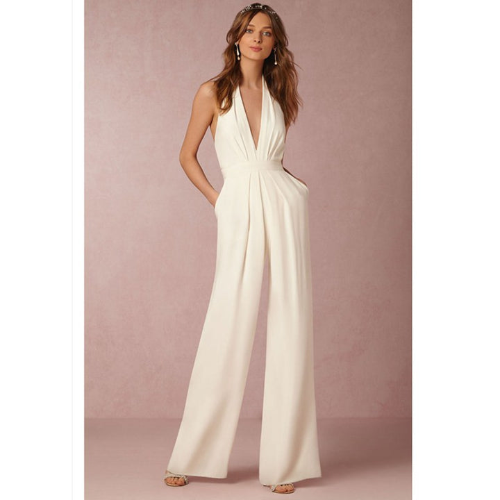 Womens Casual Sexy Sleeveless Halter Jumpsuit Image 3