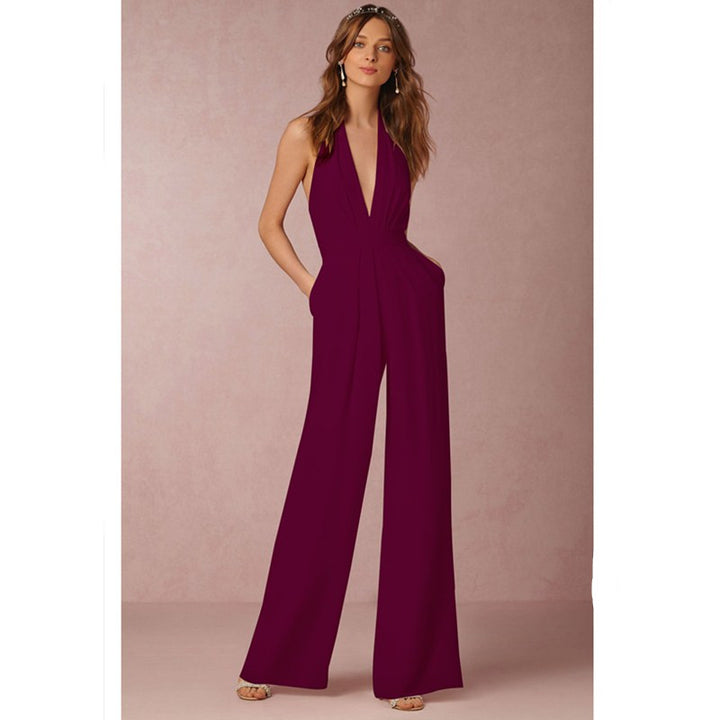 Womens Casual Sexy Sleeveless Halter Jumpsuit Image 6