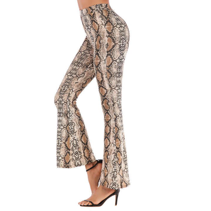 Leopard Flared Pants Womens High Waist Wide Leg Trousers Image 4