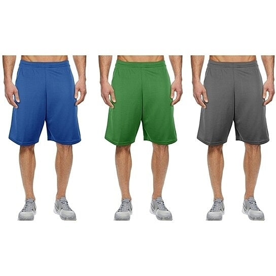 5-Pack Mystery Deal: Mens Moisture-Wicking Plain/Solid Mesh Shorts Image 1