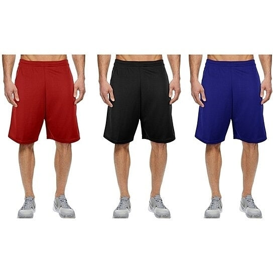 5-Pack Mystery Deal: Mens Moisture-Wicking Plain/Solid Mesh Shorts Image 2