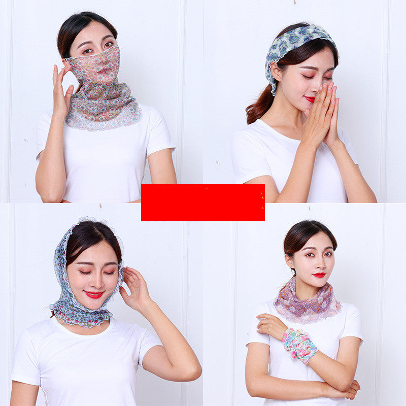 Womens Scarf Sunscreen Variety Net Yarn Collar Image 2
