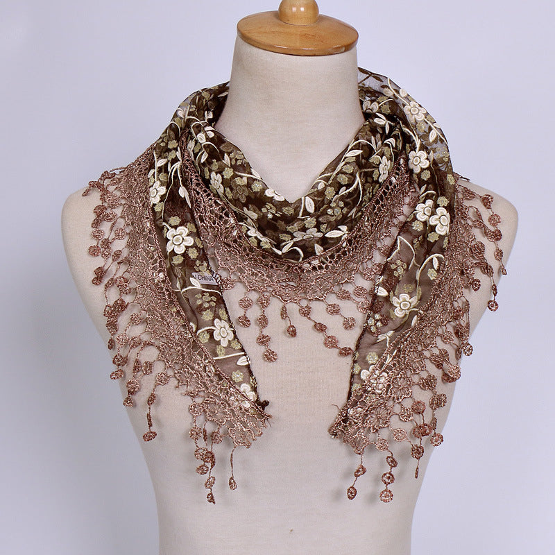 Womens Accessories Lace Hollow Triangle Scarf Image 1