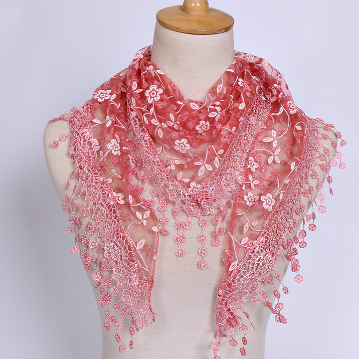 Womens Accessories Lace Hollow Triangle Scarf Image 4