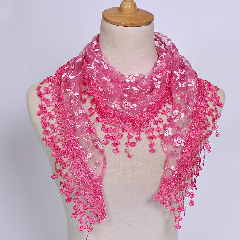 Womens Accessories Lace Hollow Triangle Scarf Image 6