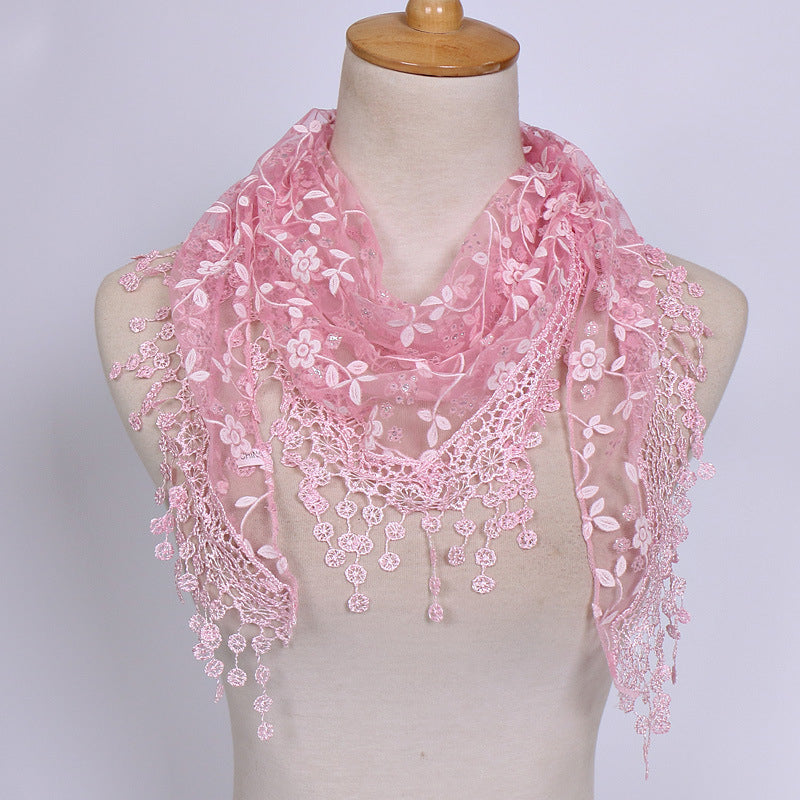 Womens Accessories Lace Hollow Triangle Scarf Image 7