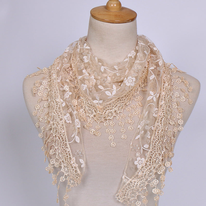 Womens Accessories Lace Hollow Triangle Scarf Image 8