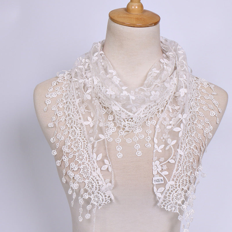 Womens Accessories Lace Hollow Triangle Scarf Image 9
