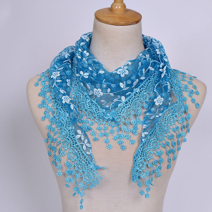 Womens Accessories Lace Hollow Triangle Scarf Image 10