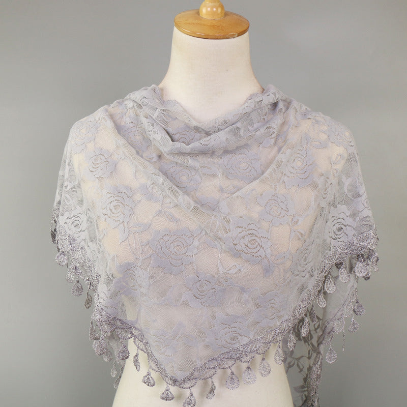 Lace Triangle Scarf Hollow Scarf Women Image 4