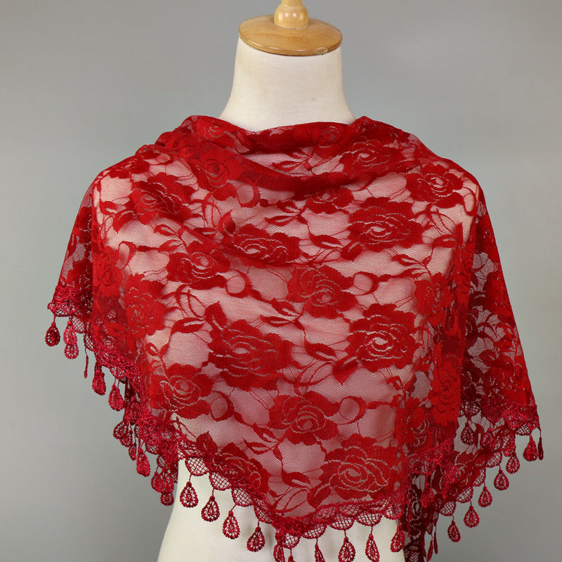 Lace Triangle Scarf Hollow Scarf Women Image 7