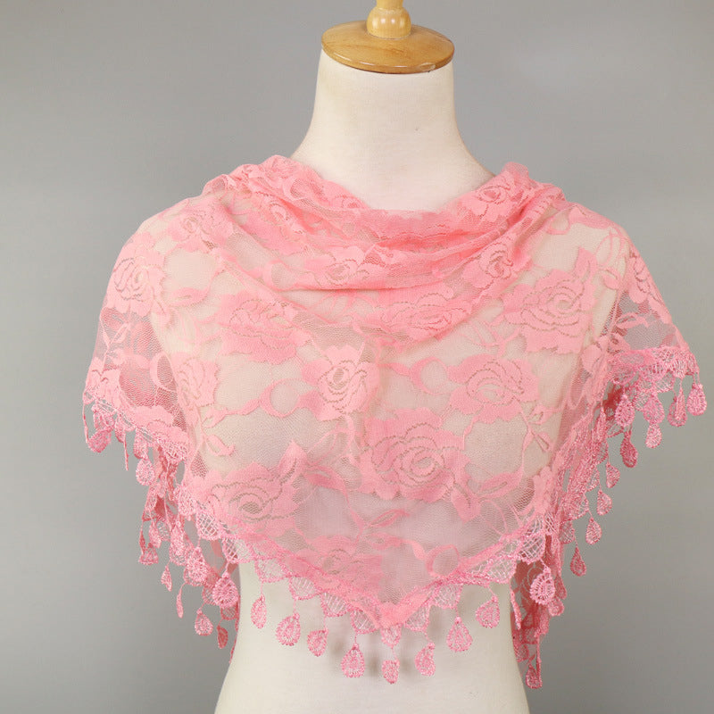 Lace Triangle Scarf Hollow Scarf Women Image 8