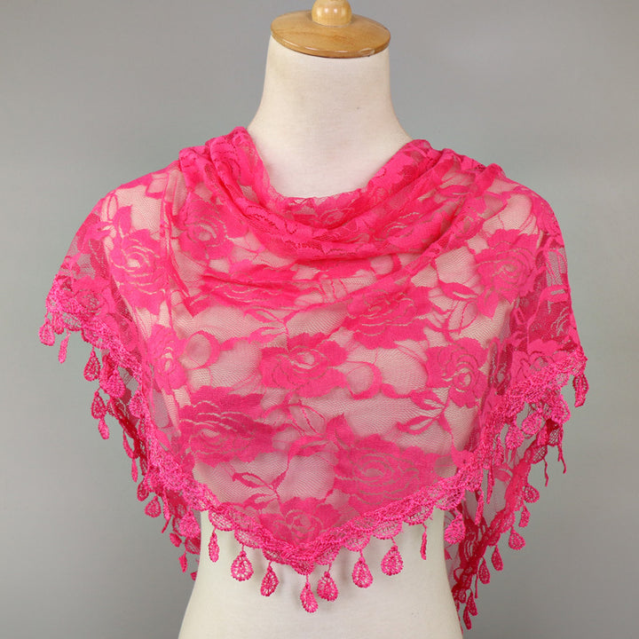 Lace Triangle Scarf Hollow Scarf Women Image 9