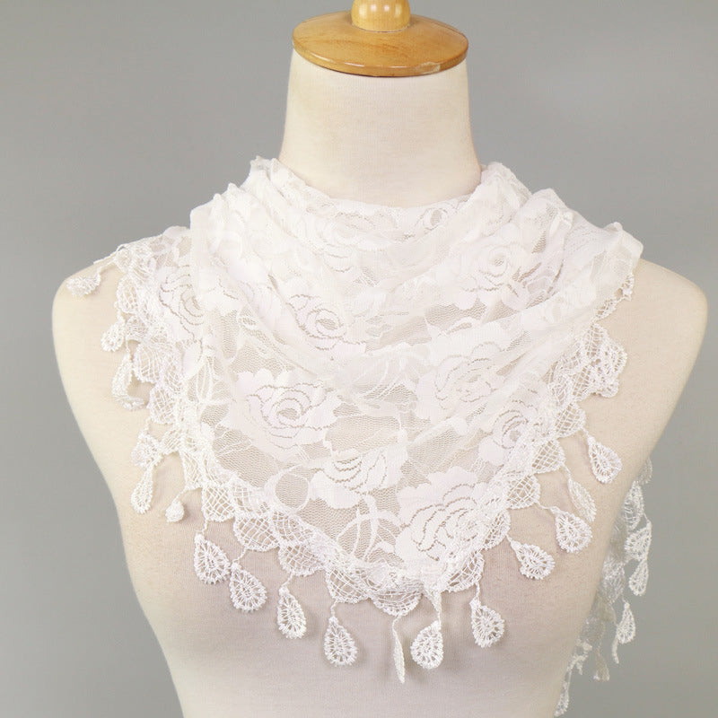 Lace Triangle Scarf Hollow Scarf Women Image 12