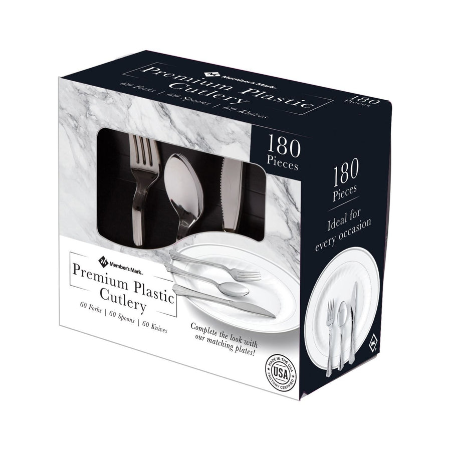 Members Mark Premium Silver-Look Cutlery Combo (180 Count) Image 1