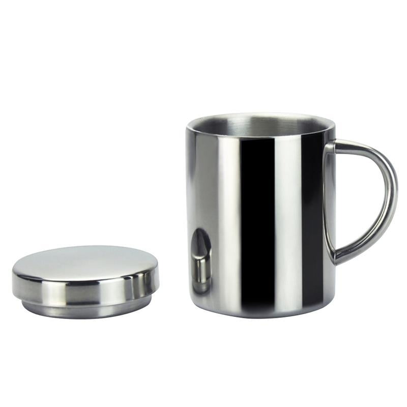 Double Insulation Coffee Mug 304 Stainless Steel Durable With Lid For Drinking Milk Office Water Image 1