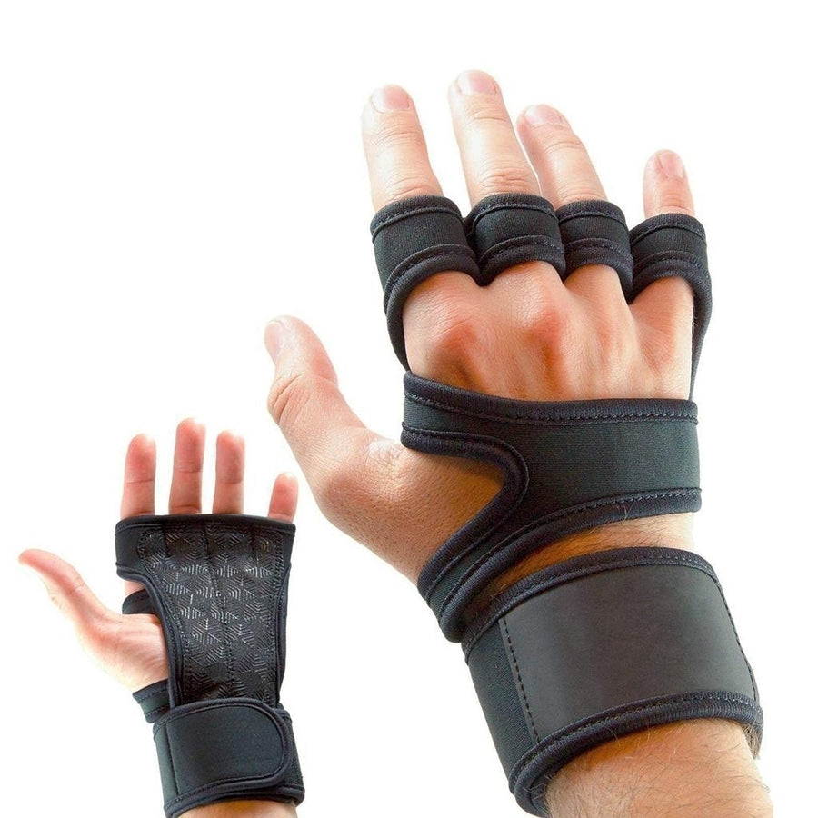 Gym Fitness Gloves Hand Palm Protector With Wrist Wrap Support Crossfit Workout Bodybuilding Power Weight Lifting Image 1