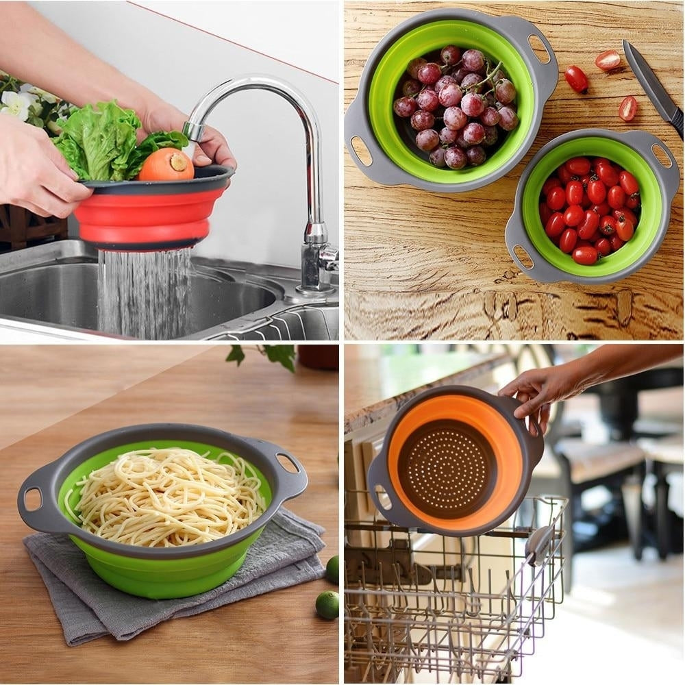 Foldable Silicone Colander Fruit Vegetable Washing Basket Image 6