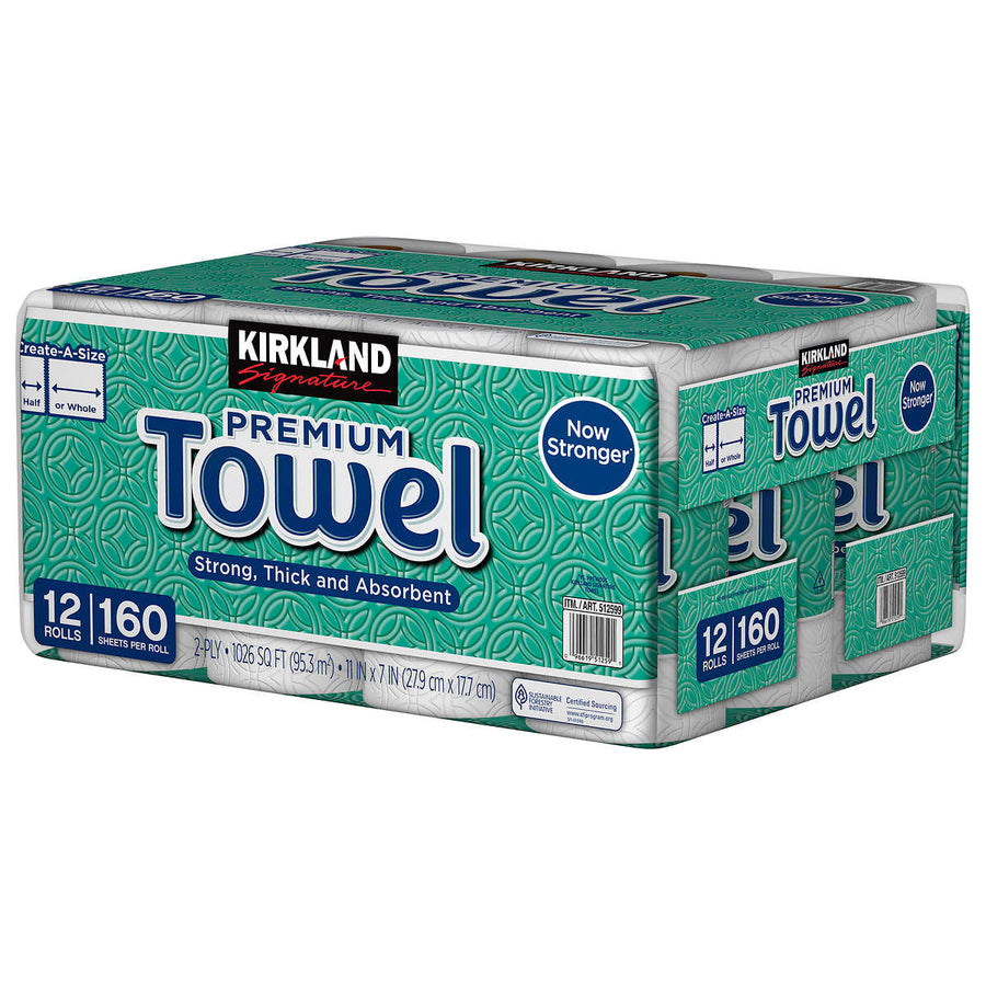 Kirkland Signature Create-a-Size Paper Towels2-Ply160 Sheets12-count Image 1