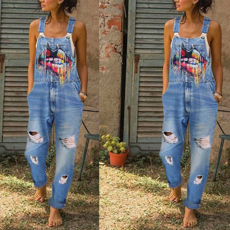 Printed Womens Jumpsuit Jeans Image 3