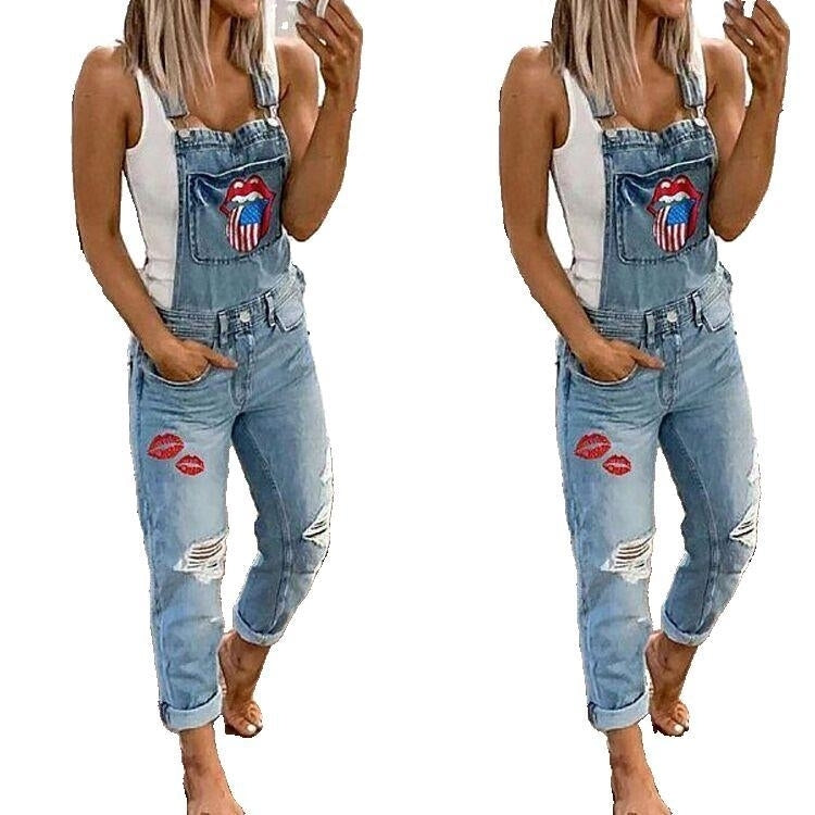 Female Lips Trousers And Overalls (S-3XL) Image 1