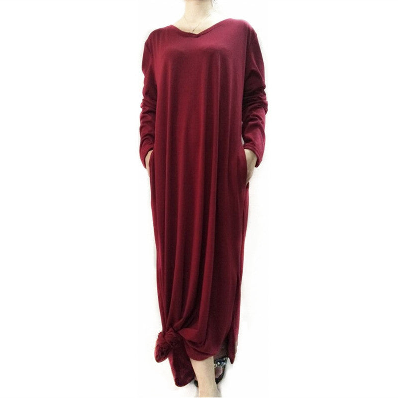 Womens Pocket Split Long Sleeve Dress Image 7