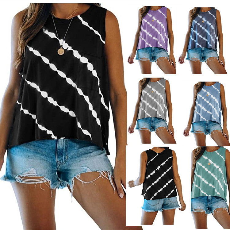 Womens Printed Vest Top 6 Colors Image 1