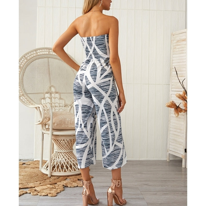 Womens Chest Wrap Printed Jumpsuit Image 4