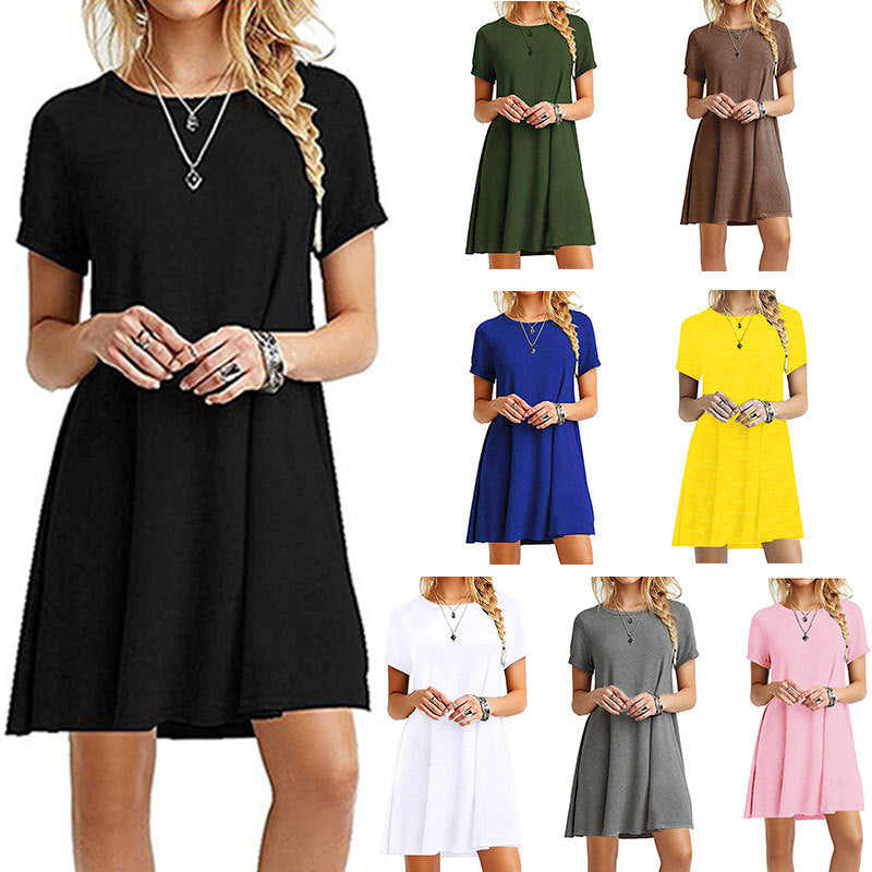 Womens Short Sleeve Dress Multicolor (S-2XL) Image 1