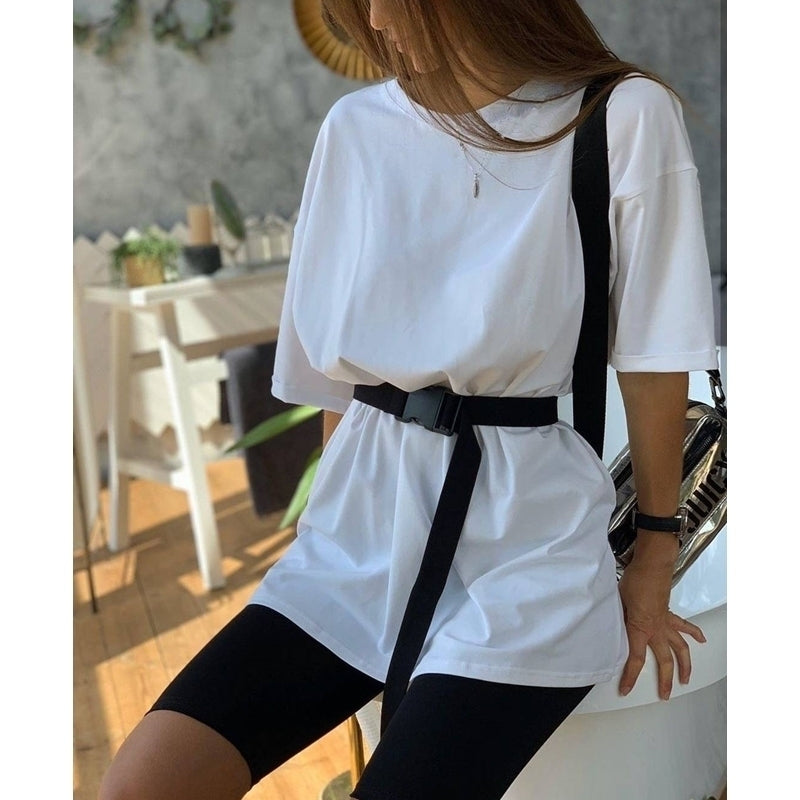 Womens Mixed Color Two-Piece Set With Belt Image 1