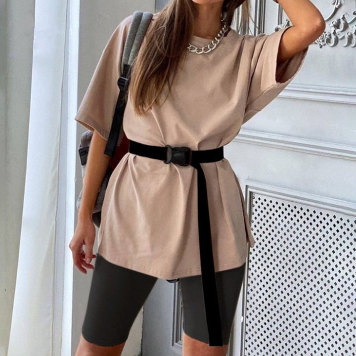 Womens Mixed Color Two-Piece Set With Belt Image 6