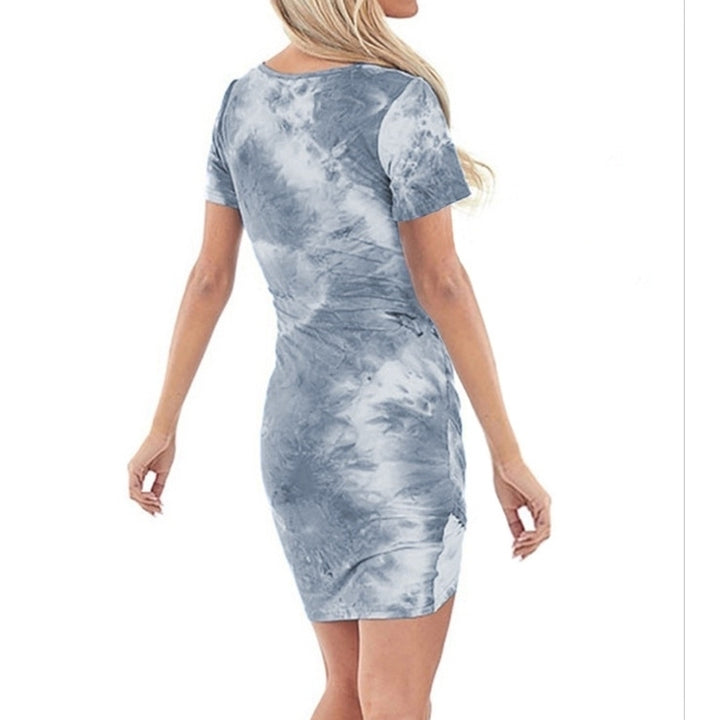 Irregular V-Neck Tie-Dye Print Dress Image 10