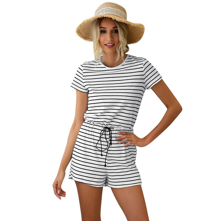 Womens Striped Home Leisure Jumpsuit Image 1
