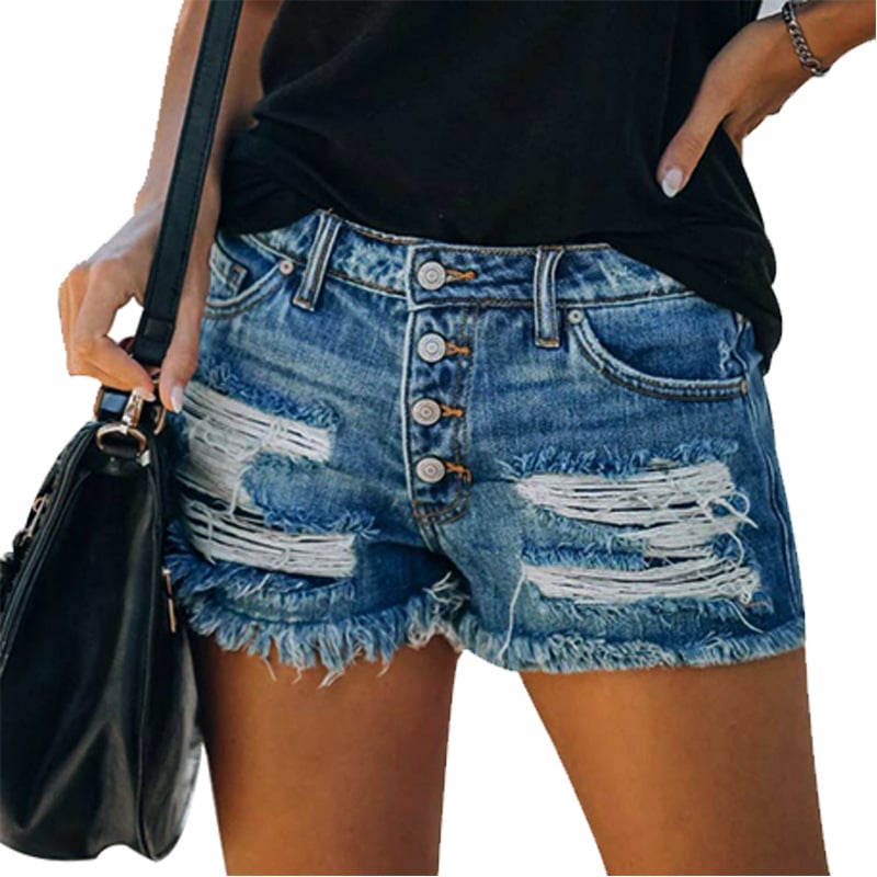 Flag Printed Ripped Raw Fringed Jeans Image 3