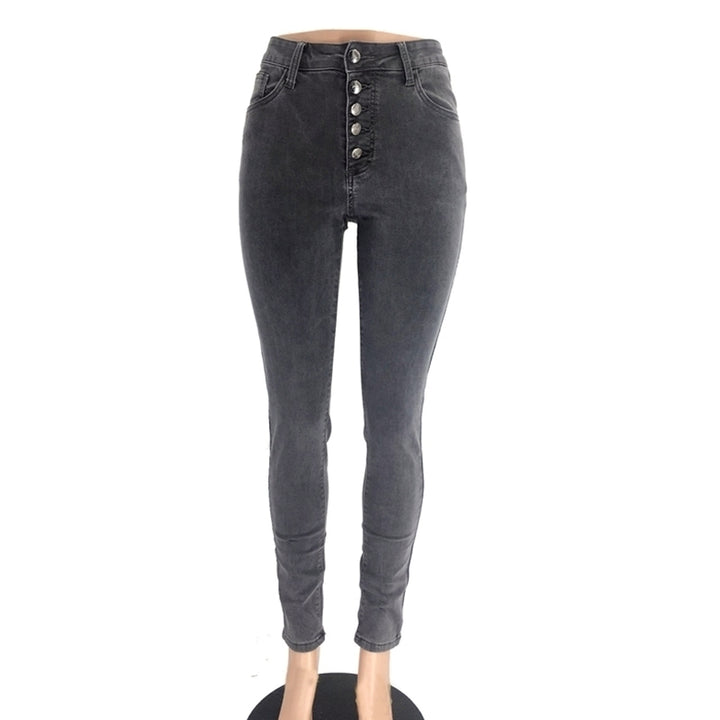 Womens Skinny High-Waist High Elastic Hip Jeans Image 4