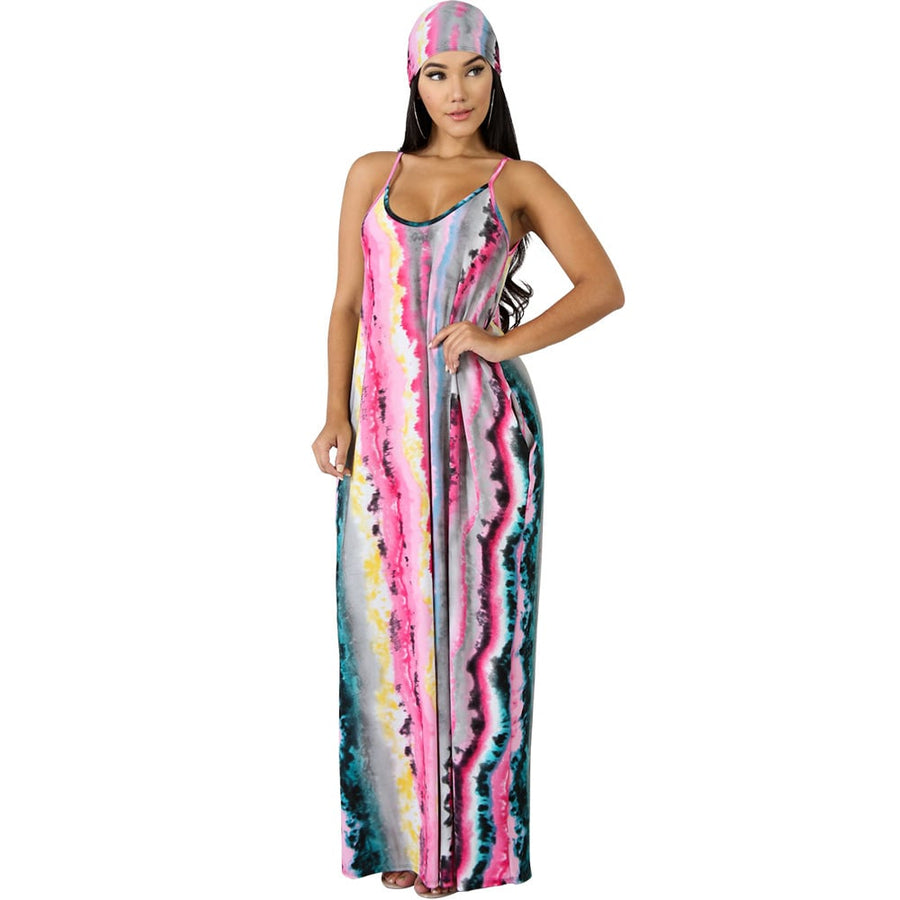 Fashionable Loose Plus Size Striped Camisole Dress Image 1