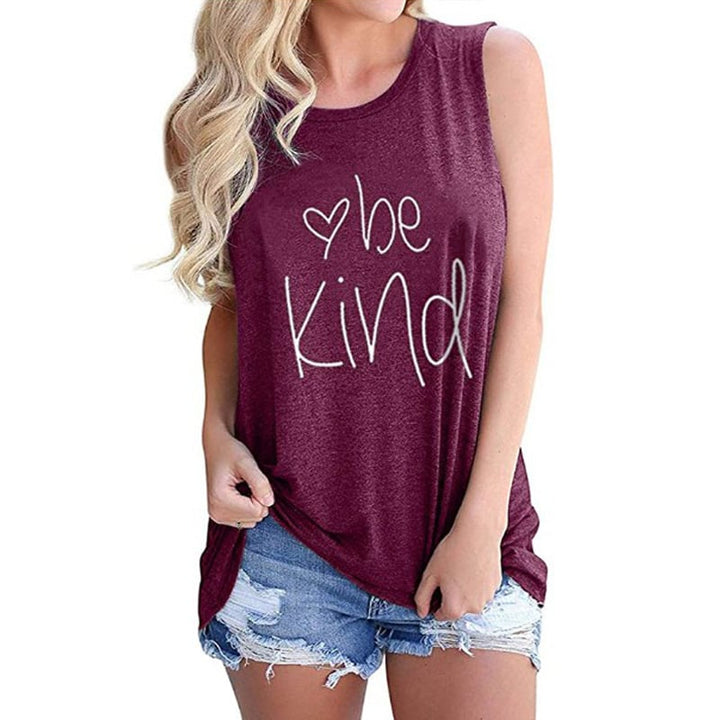 Ladies Vest Be Kind Letter Casual Sleeveless T-Shirt Image 4