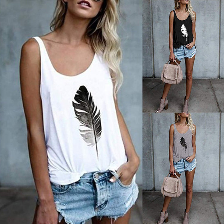 Feather Print Womens Vest Image 1
