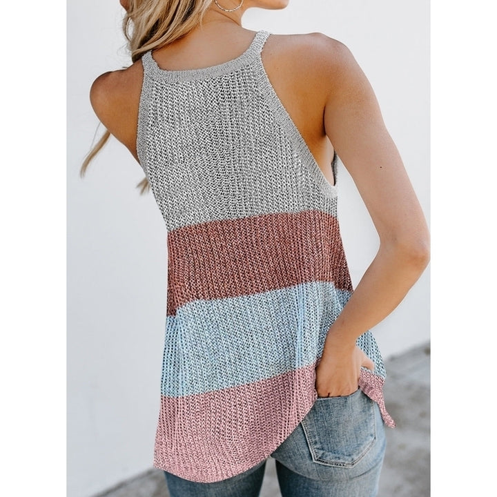 Summer Womens Contrast Color Knitted Vest Image 8