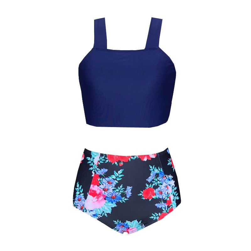 3-Color Ladies Split Print Slimming Swimsuit Image 3