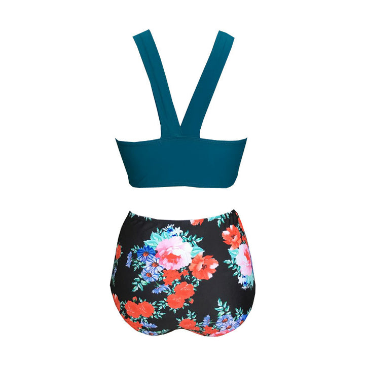 3-Color Ladies Split Print Slimming Swimsuit Image 7