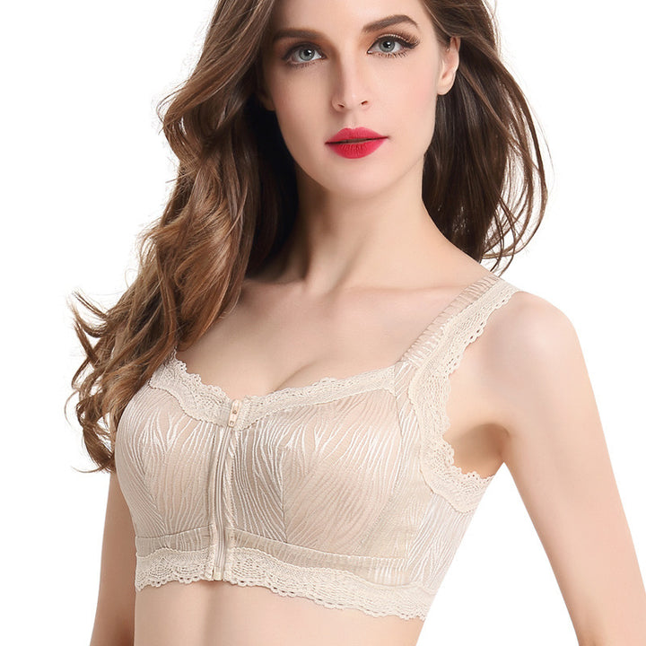 Womens Lace Bra With Front Zip Without Steel Ring Image 4